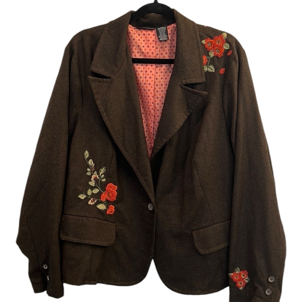 Mix It Tweed Blazer With Embroidered Flowers Plus Size 24 Artsy